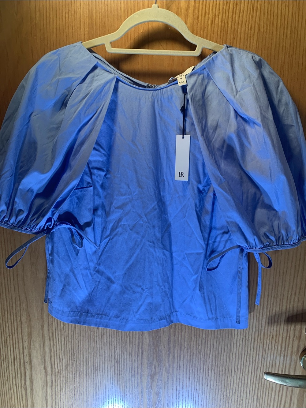 New! Banana Republic Blue Puff-Sleeve 100% Cotton Blouse - Size 4